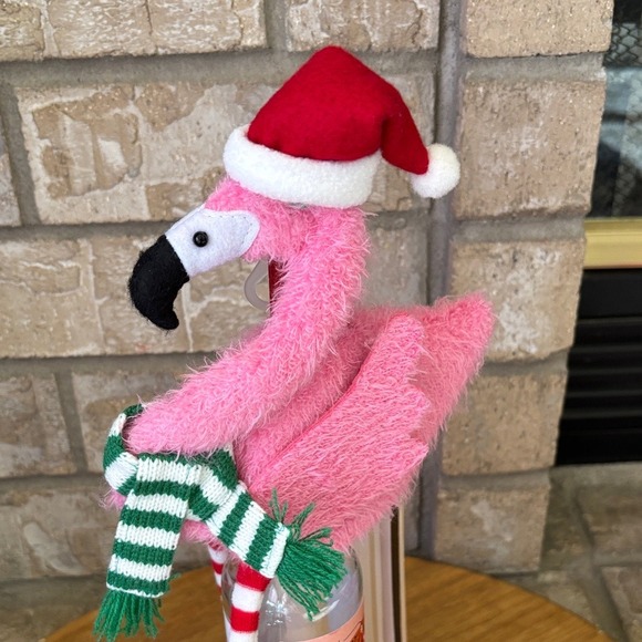 Festive Pink Christmas Flamingo Wine Cover 16" by St. Nicholas Square NEW - Picture 3 of 13